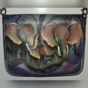 Elephant Painted Leather Bag